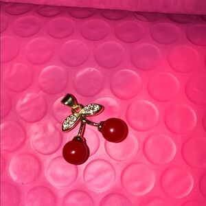 Gold and Red Cherry Pendant